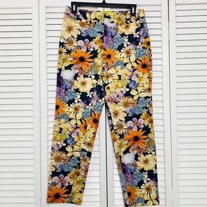 Anthropologie Maeve Sz 4 Small Floral Ankle Straight Leg Pants Preppy Boho 26" S